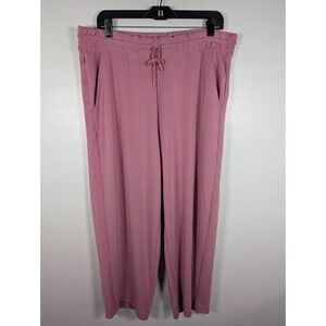 Athleta Pants Womens 1X Pink SeaSoft Straight Leg Mid Rise Elastic Waist Pockets